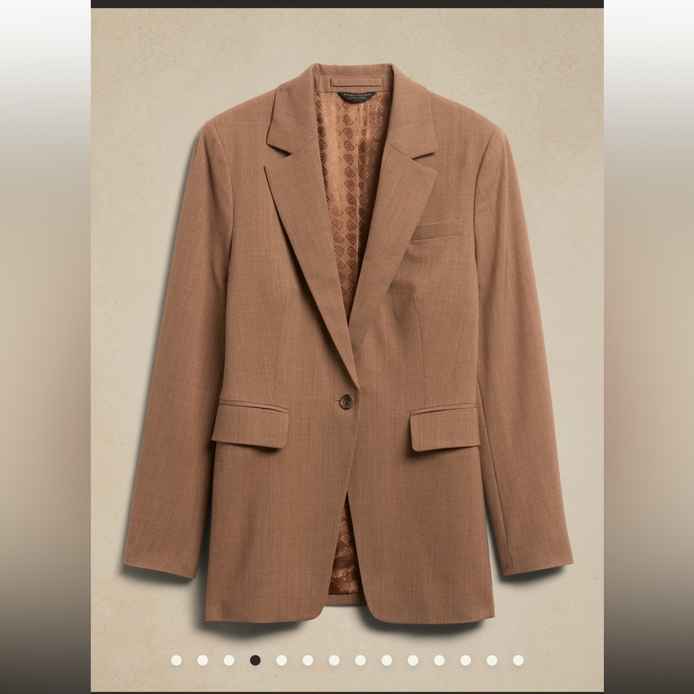 NWT Banana Republic Siena Wool Blazer, Heather Camel, Size 16